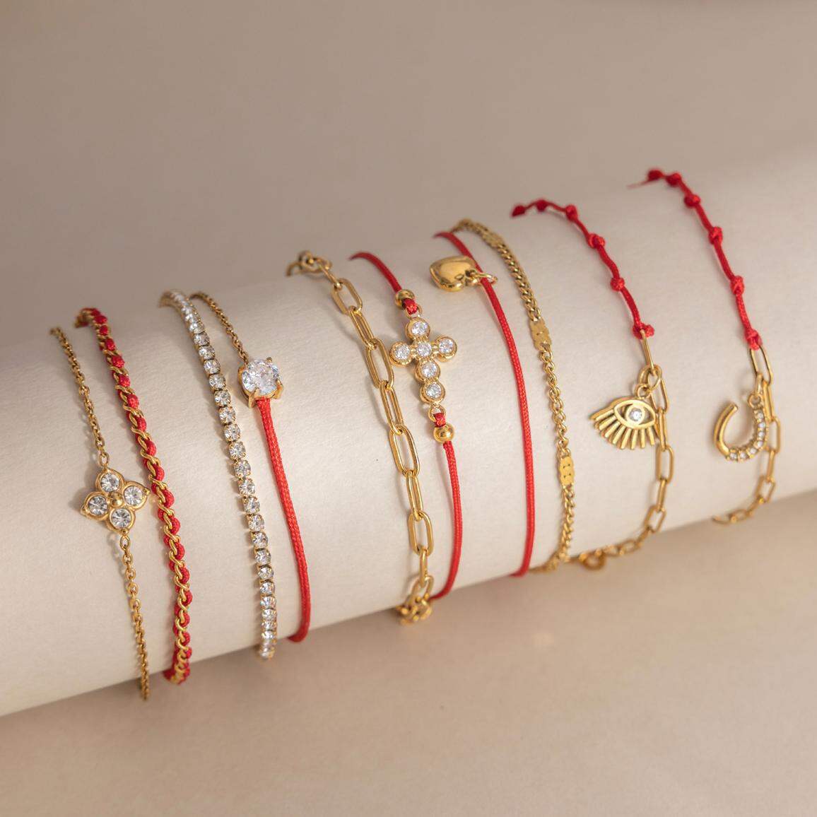 Romantic Series Sweet Clover Woven Stainless Steel Waterproof   Gold Color  Women's Braided Bracelets