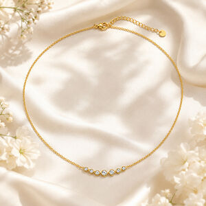 Schlichte, elegante, unregelmäßig geformte Kette aus Edelstahl, wasserdicht, goldfarben, mit Zirkonia-Fassung h5 Bild3