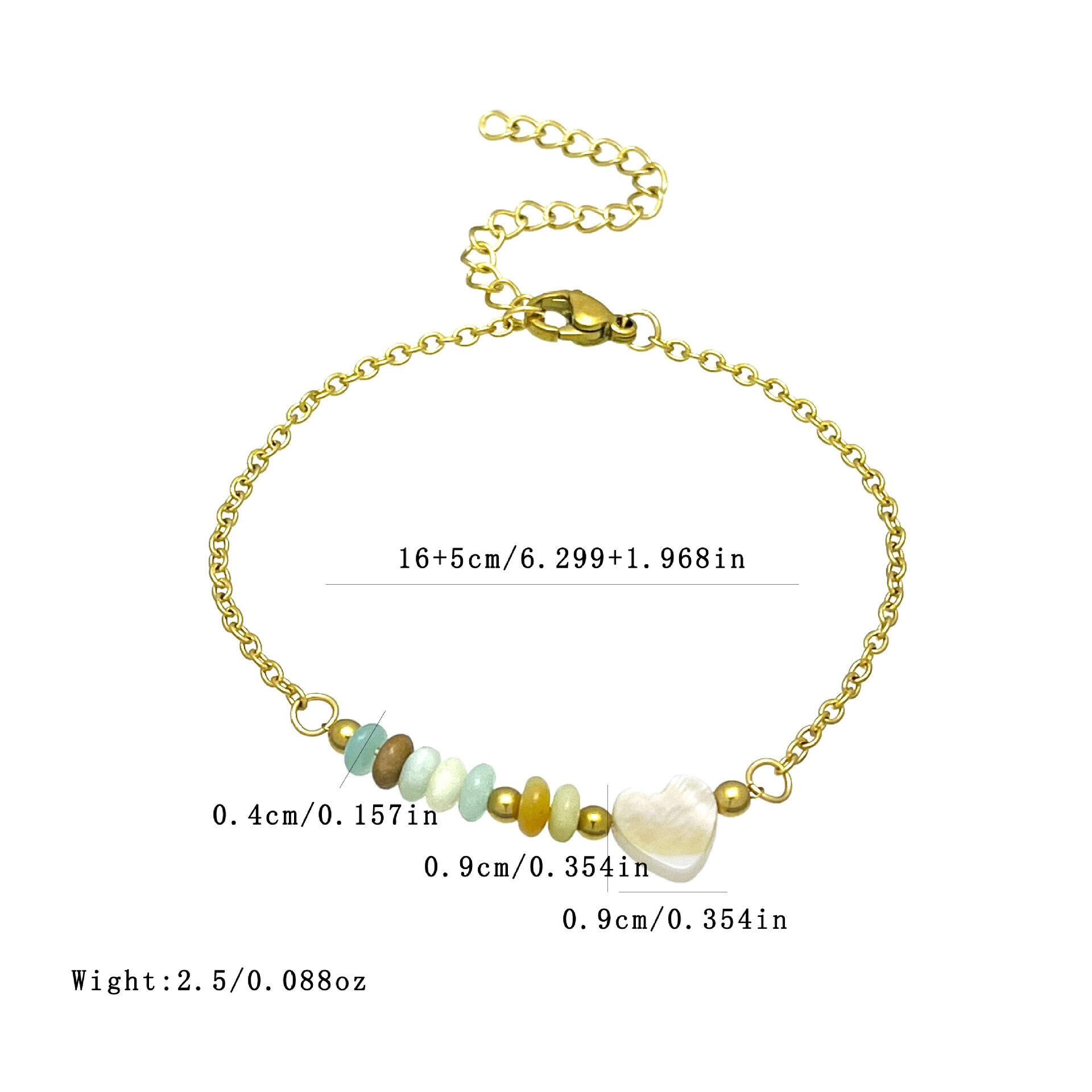 Bracelets de perles pour femmes avec cœurs, coquillages et perles de mer h5 Image4