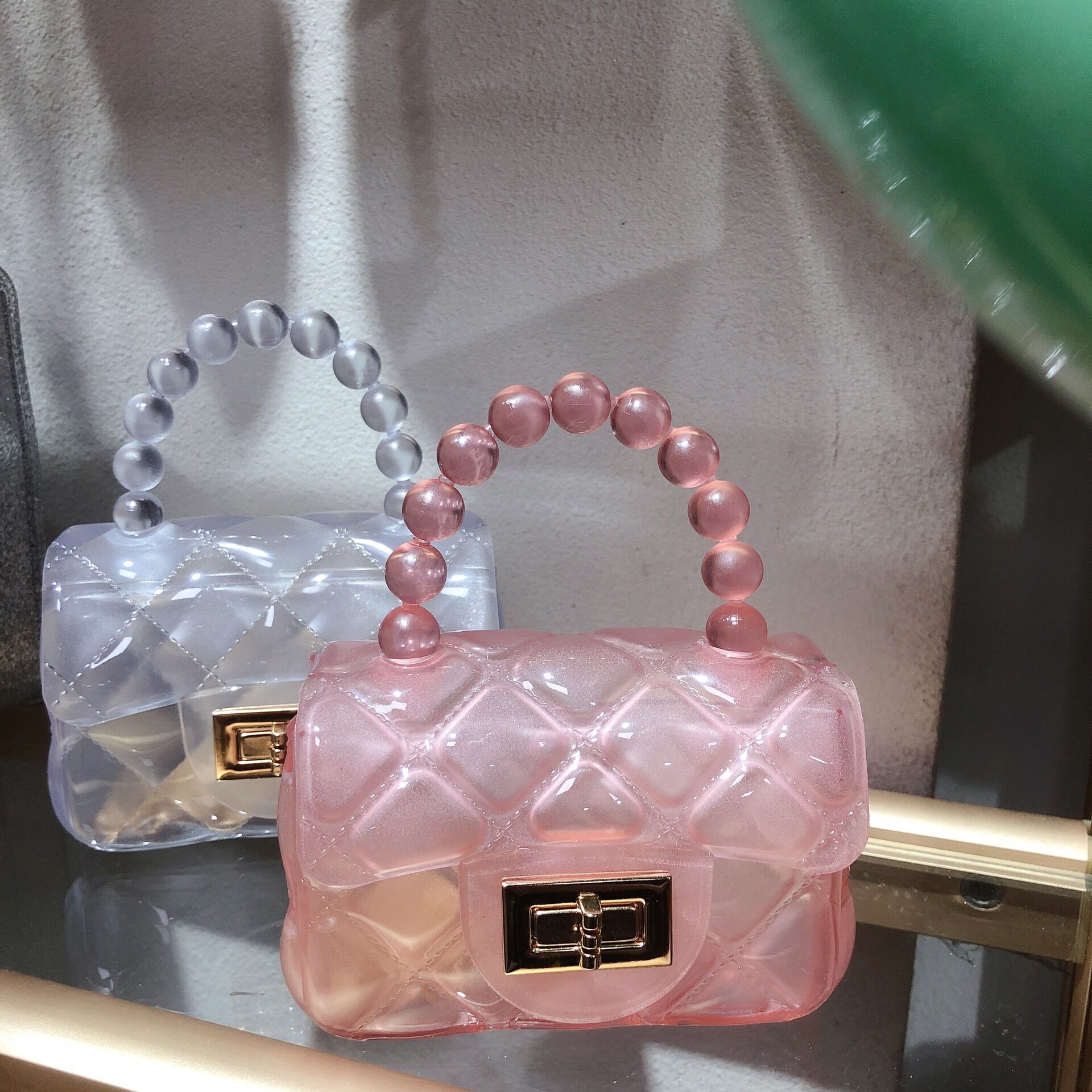 Sac carré femme en PVC style décontracté / PVC transparent uni h5 Image3