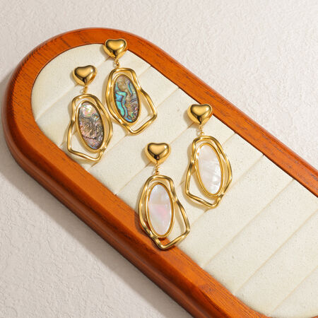 Orecchini pendenti da donna a forma irregolare in acciaio inossidabile color oro, impermeabili.