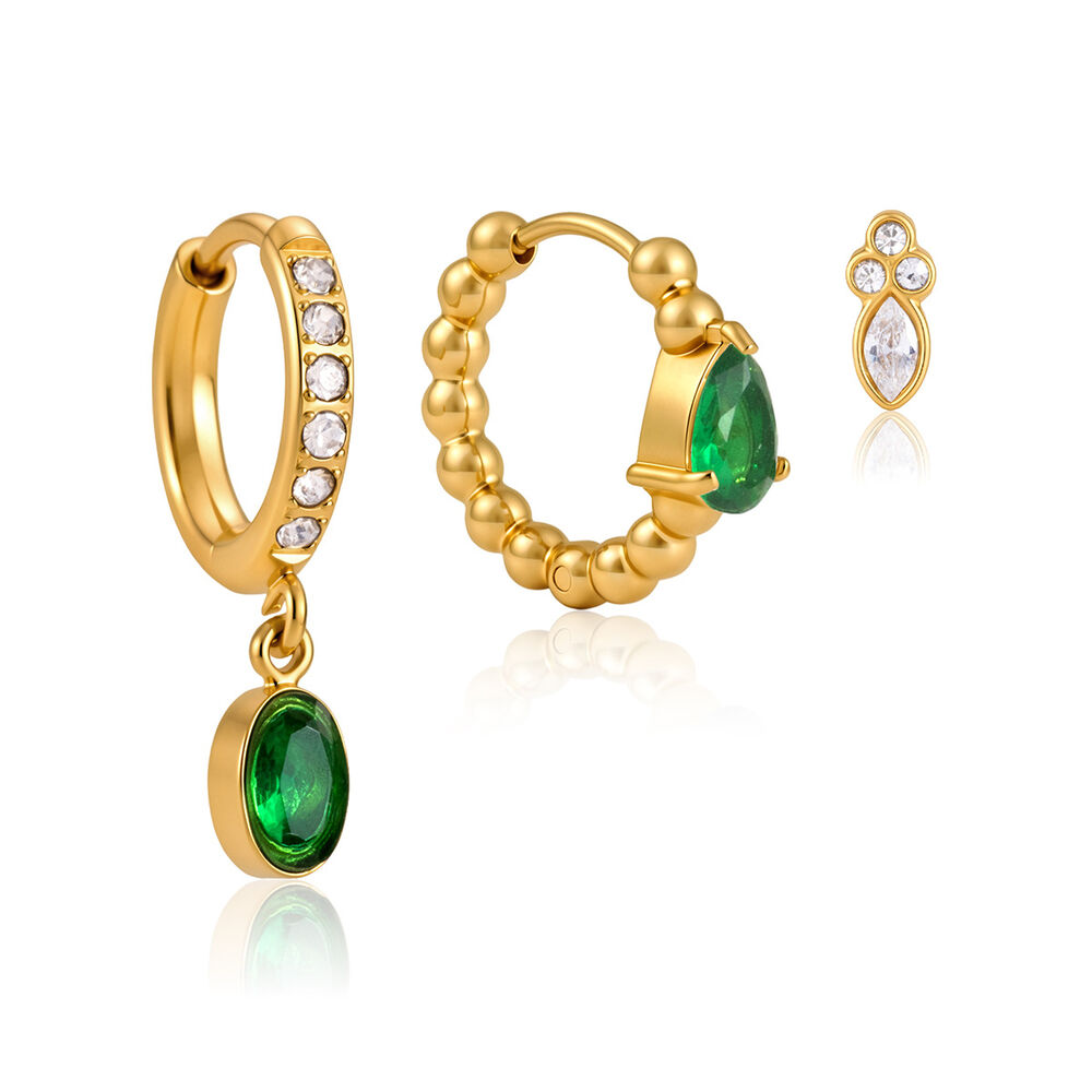 Simple Series Elegant Droplet Beads Stainless Steel Waterproof Zircon Women's Earring Sets Picture5