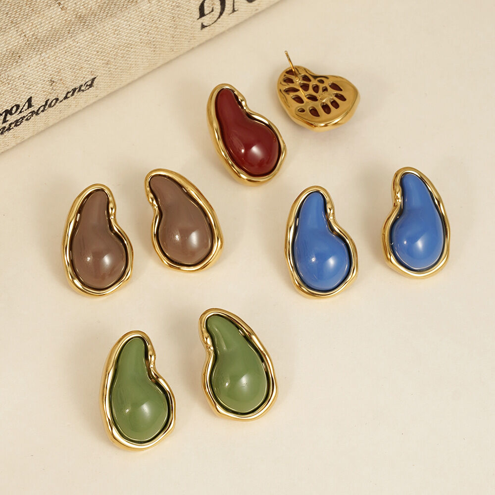 Classic Series Droplet Resin Women's Stud Earrings h5Picture3