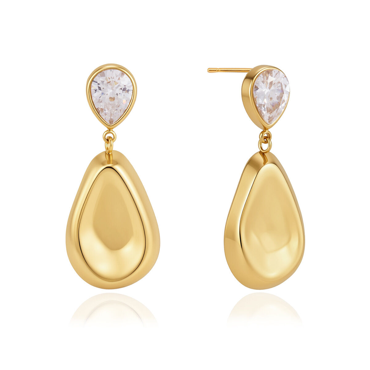 Orecchini pendenti da donna Simple Series Retro Droplet in acciaio inossidabile impermeabile color oro. h5Immagine5