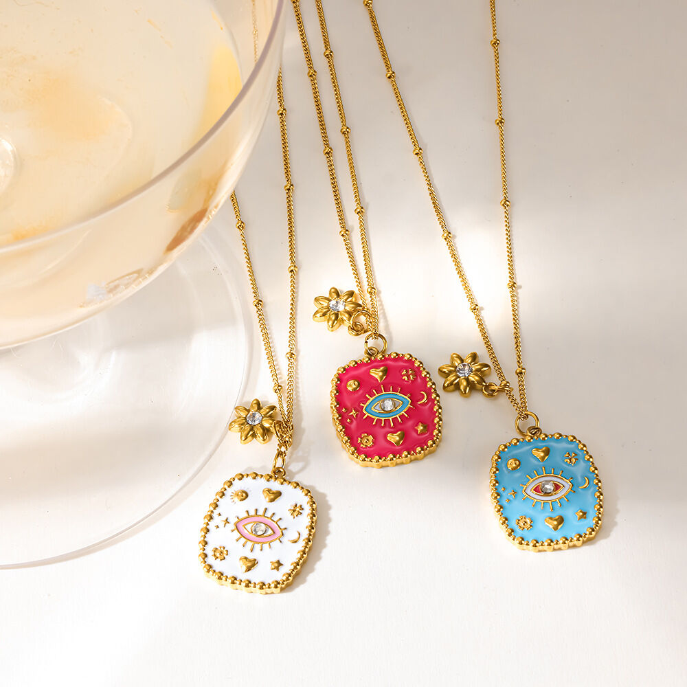 Enamel Stainless Steel Waterproof Pendant Necklaces 2