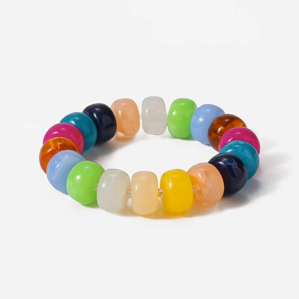 Bracelets de perles bohèmes simples, forme géométrique, acrylique couleur or, pour femmes h5 Image4