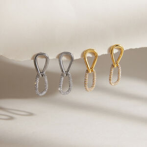 Luxurious Daily Irregular Shape Patchwork Stainless Steel Waterproof Gold Color Zircon Women's Drop Earrings h5 Picture2