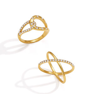 Eenvoudige, waterdichte, goudkleurige statementringen met strass-steentjes uit de Simple Series Lines-serie. h5 Afbeelding5