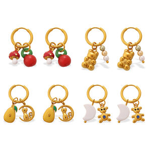 Simple Daily Flower Animal Stainless Steel Waterproof Gold Color Women's Drop Earrings h5 Picture5