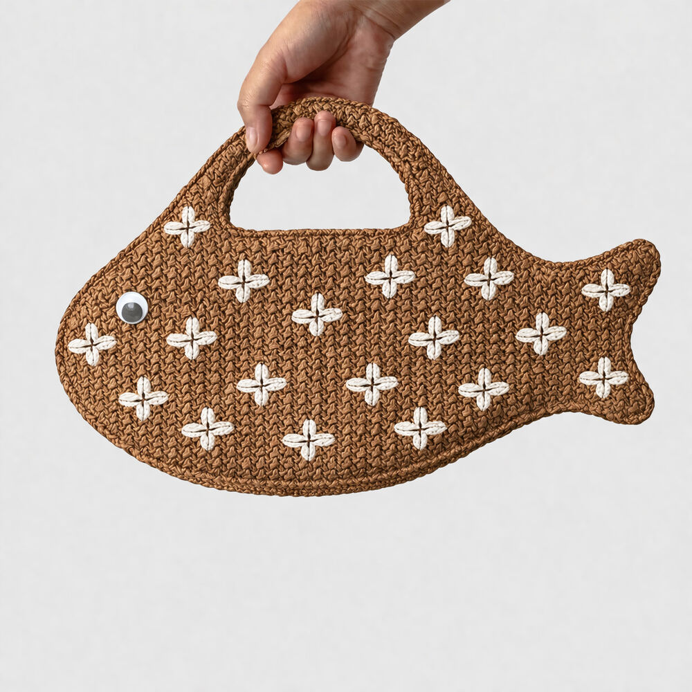 Casual Style Woven Flower Oceanic Style Woven Fish Women's East-west Bag h5Picture3