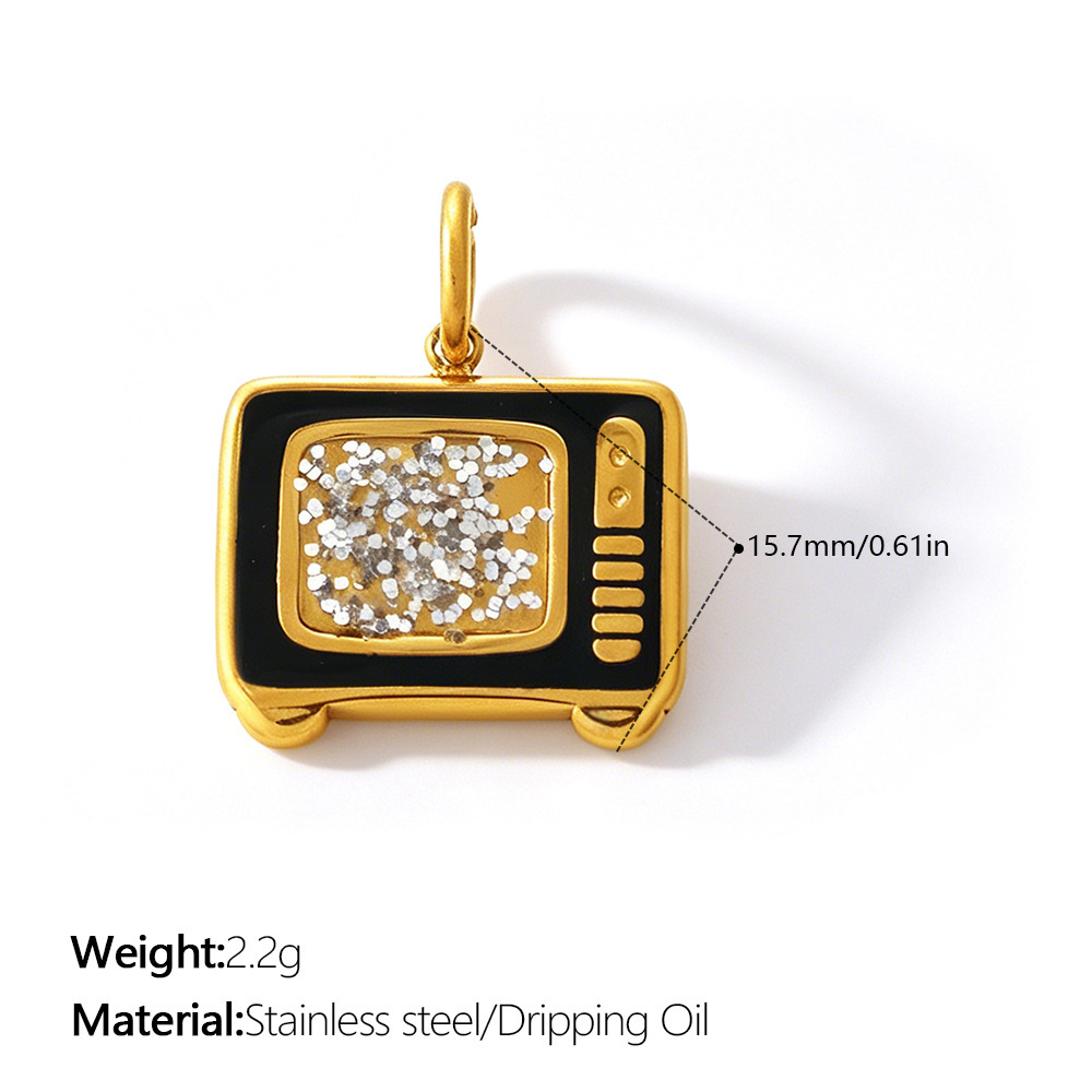 Simple Series Daily Flower Irregular Shape Stainless Steel Waterproof Gold Color Rhinestone Women's Pendants h5Picture2