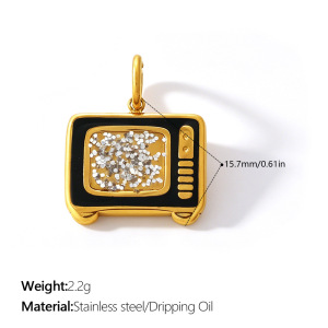 Simple Series Daily Flower Irregular Shape Stainless Steel Waterproof Gold Color Rhinestone Women's Pendants h5 Picture2