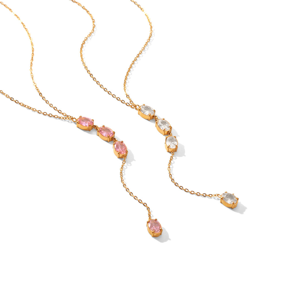 Simple Series Daily Chain Circle Stainless Steel Waterproof Gold Color Zircon Women's Pendant Necklaces Picture6