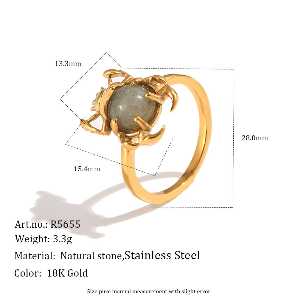 Luxurious Series Cute Irregular Shape Animal Stainless Steel Waterproof   Gold Color  Statement Rings h5 