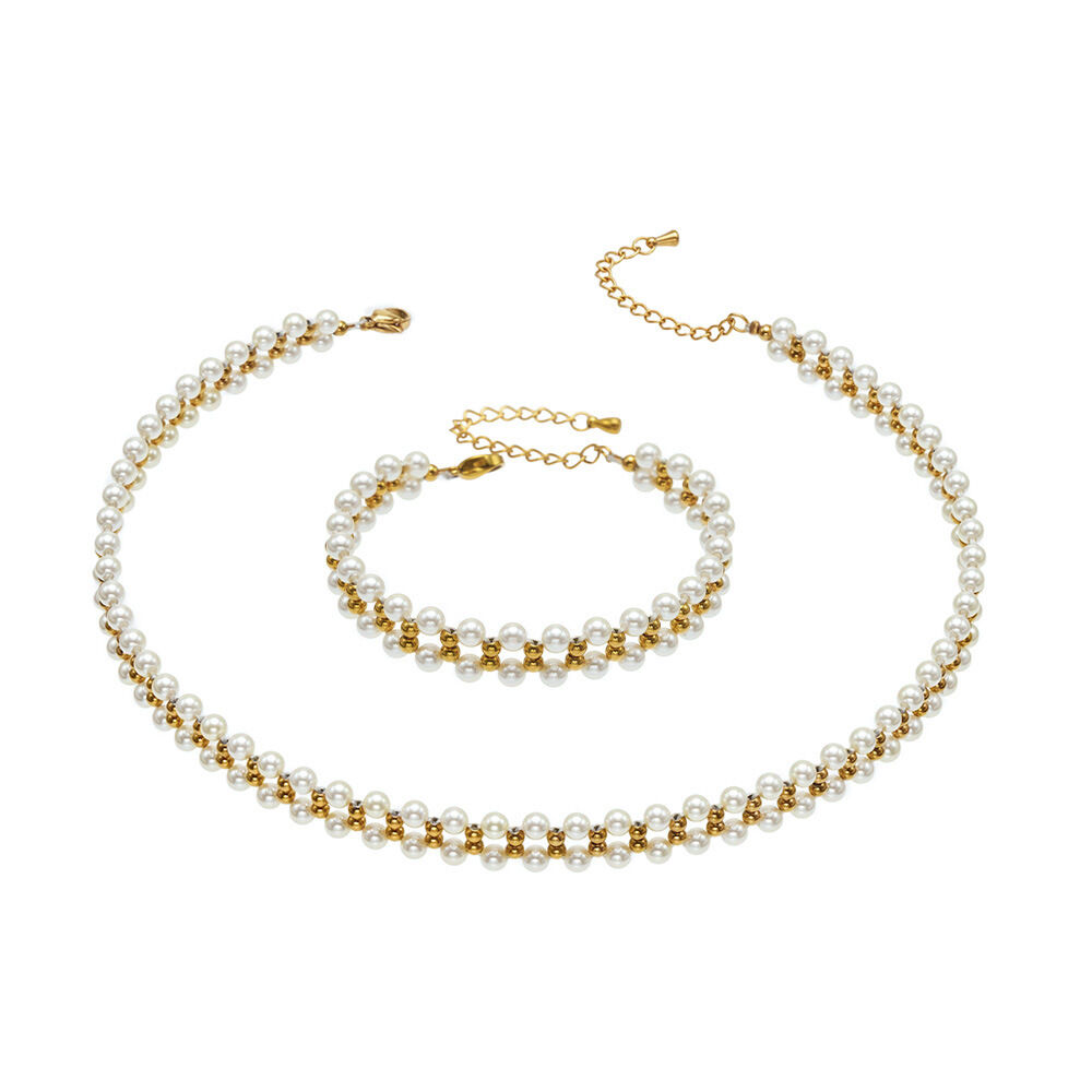 Romantic Series Elegant Solid Color Stainless Steel Waterproof   Gold Color   Women's Beaded Necklaces Picture5