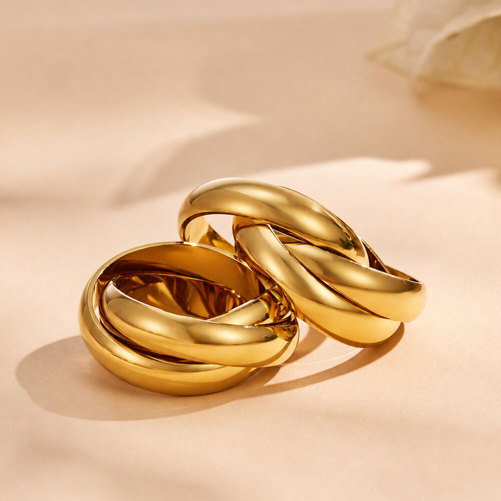 Solid Color Stainless Steel Waterproof Gold Color Statement Rings h5Picture2