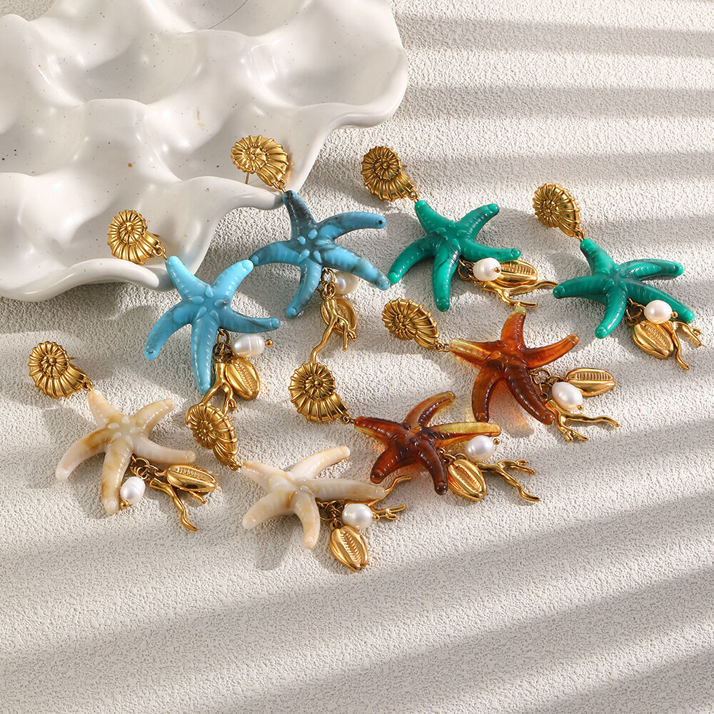 Boucles d'oreilles pendantes pour femme, collection romantique, forme irrégulière, en acier inoxydable, étanches, couleur or 2