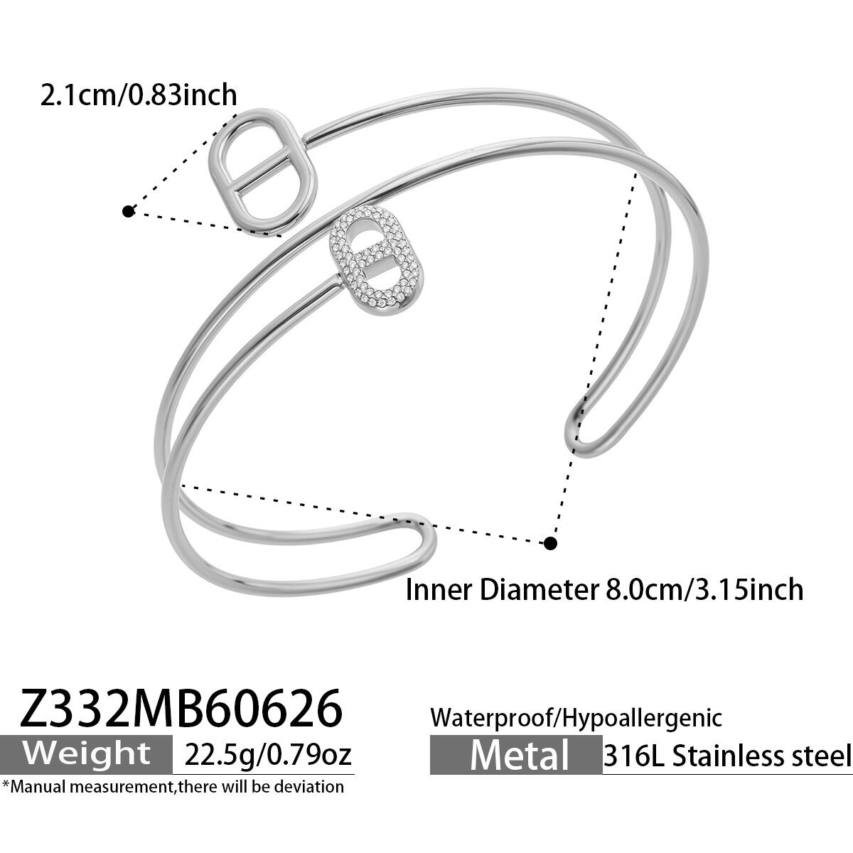 Luxurious Series Elegant Irregular Shape Stainless Steel Waterproof   Gold Color  Women's Bangles h5 