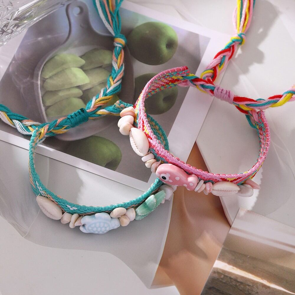 Bracelets tressés pour femmes, style océanique, avec coquillages, collection romantique Image2