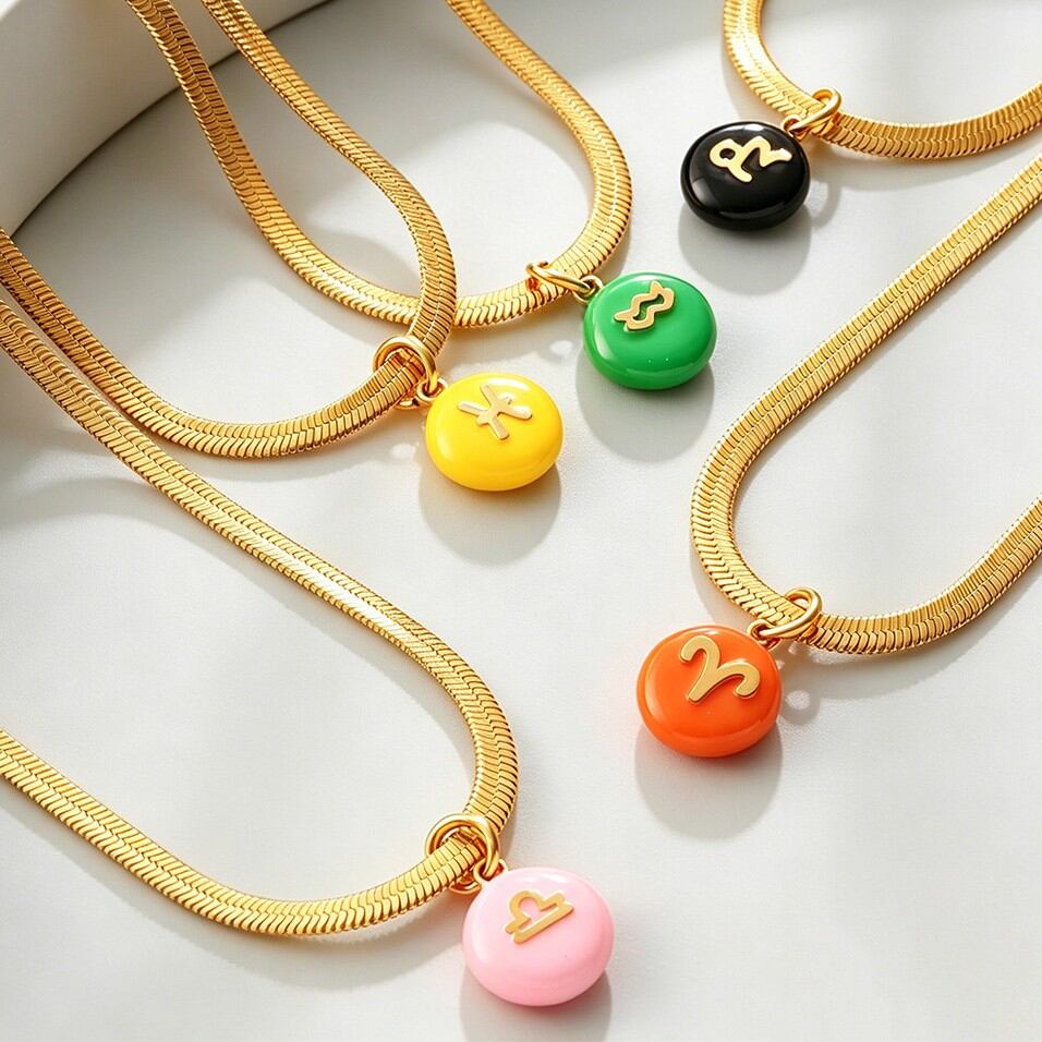 Simple Series Daily Constellation Stainless Steel Waterproof   Gold Color  Women's Pendant Necklaces h5 Picture3