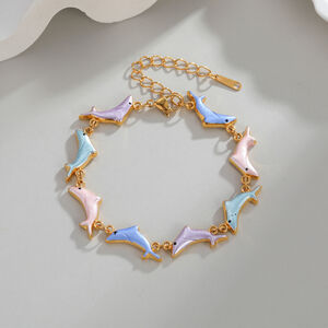 Vacation Oceanic Style Enamel Fish Stainless Steel Waterproof Women's Chain Bracelets h5 Picture3