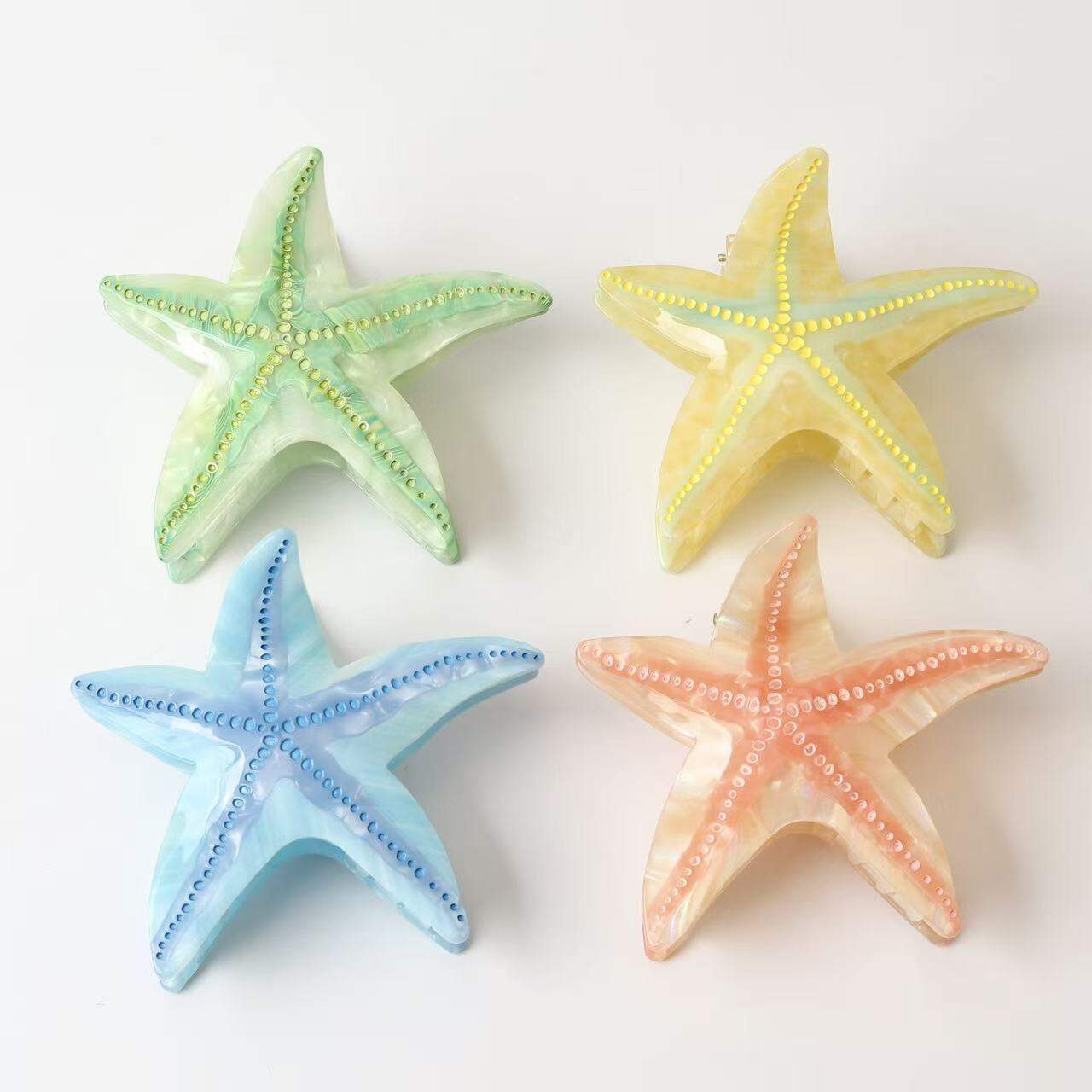Simple Series Natuurlijke effen kleur Oceaanstijl Zeester Kleurverloop Acetaat Haarklauwen
