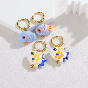 Vacation Oceanic Style Fish Ceramics Women's Drop Earrings h5 Picture2
