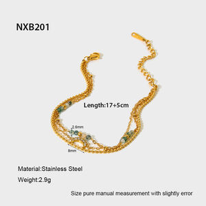 Ethnic Series Bohemian Moon Stainless Steel Waterproof Gold Color Zircon Women's Hand Chain h5