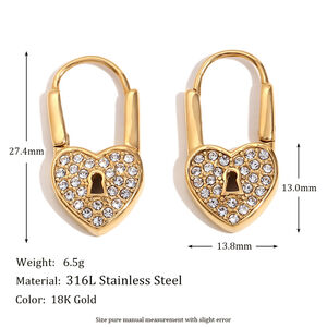 Simple Series Retro Irregular Shape Stainless Steel Waterproof Gold Color Women's Hoop Earrings h5