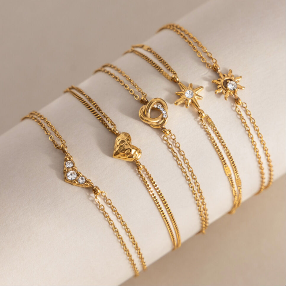 Schlichtes, lässiges, unregelmäßig geformtes Herzarmband aus Edelstahl, wasserdicht, goldfarben, für Damen