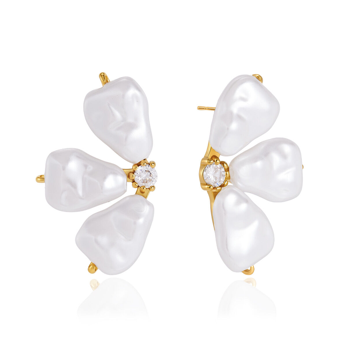 Romantic  Sweet Flower Irregular Shape Stainless Steel Waterproof   Gold Color  Women's Stud Earrings h5 Picture5