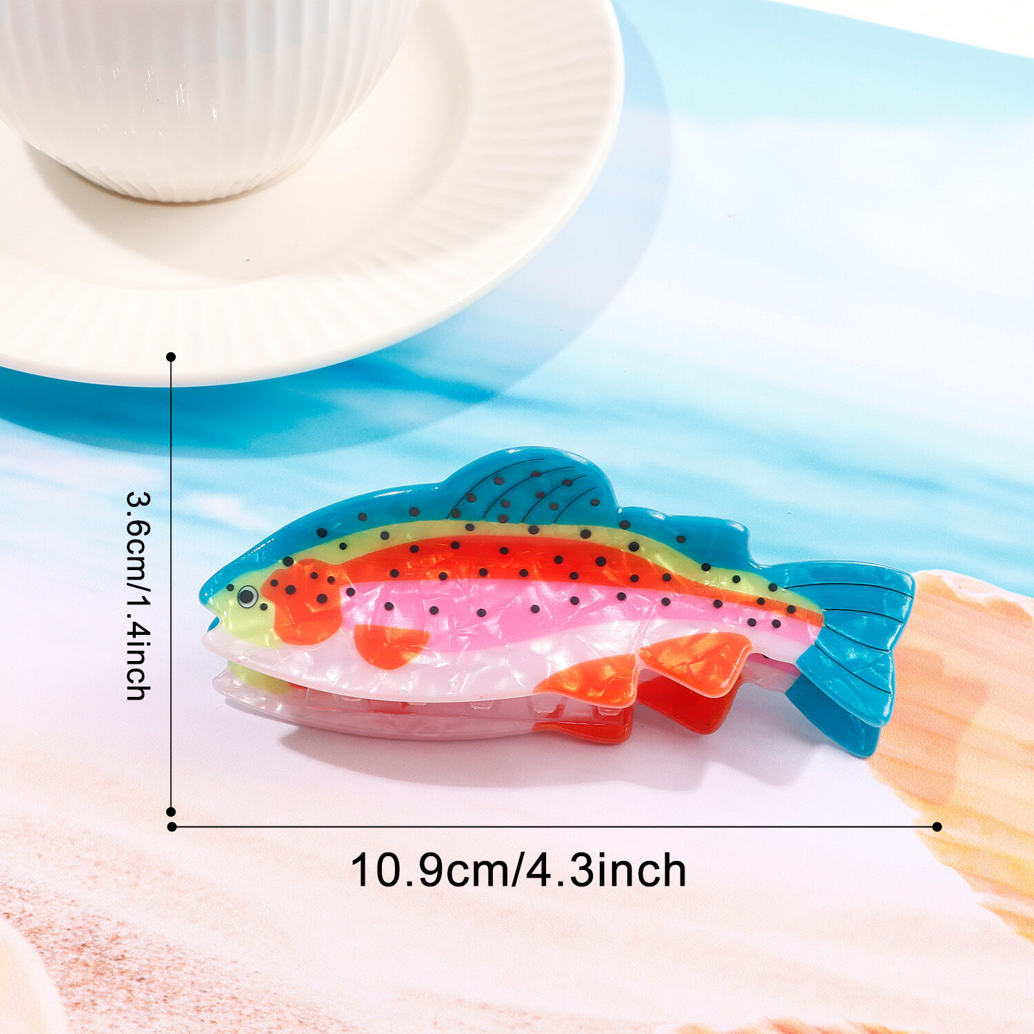 Pinzas para el cabello de acetato de pez de estilo oceánico natural de la serie Simple h5 