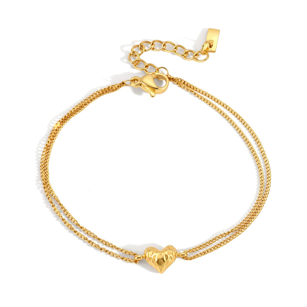 Simple Casual Irregular Shape Heart Stainless Steel Waterproof Gold Color Women's Chain Bracelets Picture5