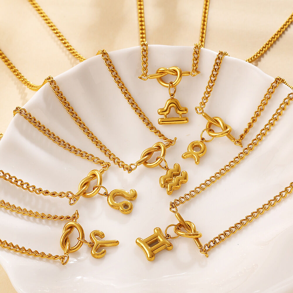 Simple Series Daily Constellation Stainless Steel Waterproof   Gold Color  Women's Pendant Necklaces Picture2