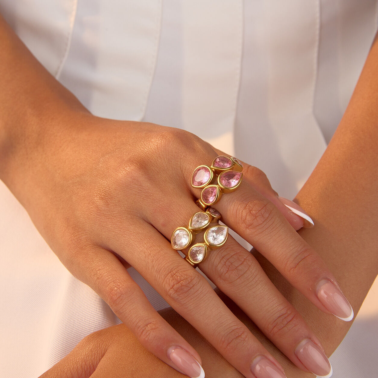 Simple Series Daily Droplet Stainless Steel Waterproof Gold Color Statement Rings