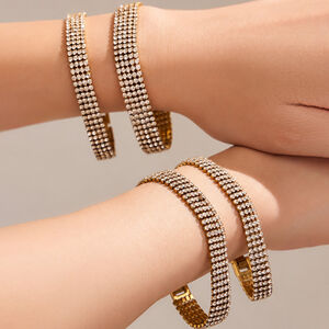 Luxuriöse Serie: Elegante Kettenarmbänder aus Edelstahl, wasserdicht, goldfarben, mit Zirkonia h5 Bild3