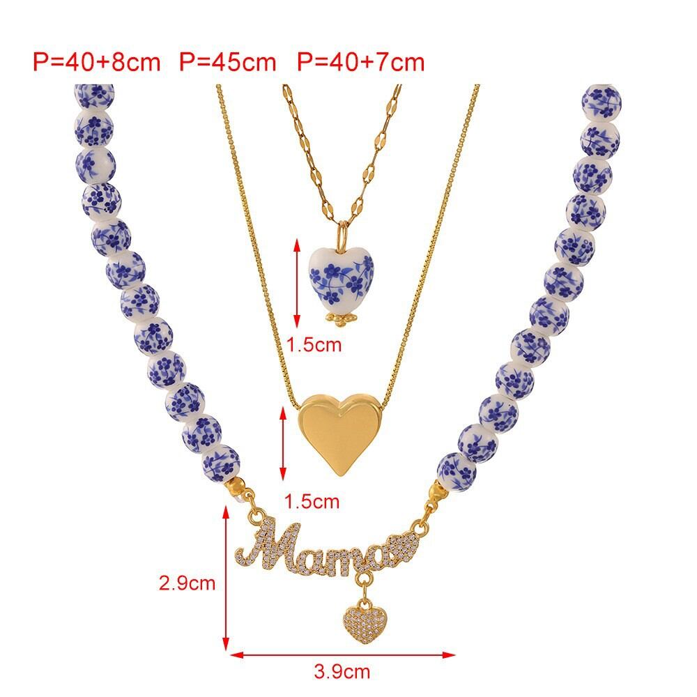 Ethnic Series Retro Heart Beads Copper Zircon Women's Beaded Necklaces h5 Picture4