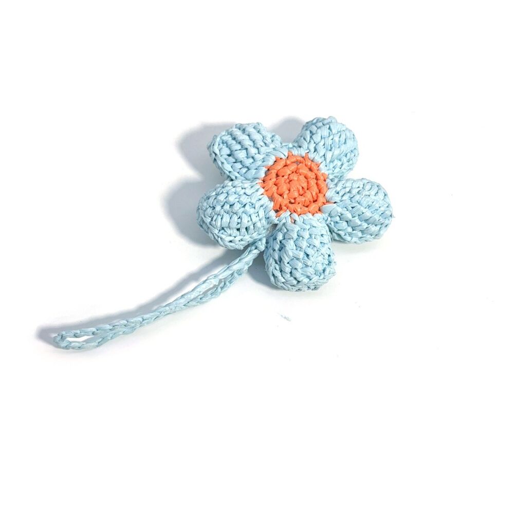 Eenvoudige serie Sweet Flower tashangers van geweven raffia in diverse kleuren h5Afbeelding3