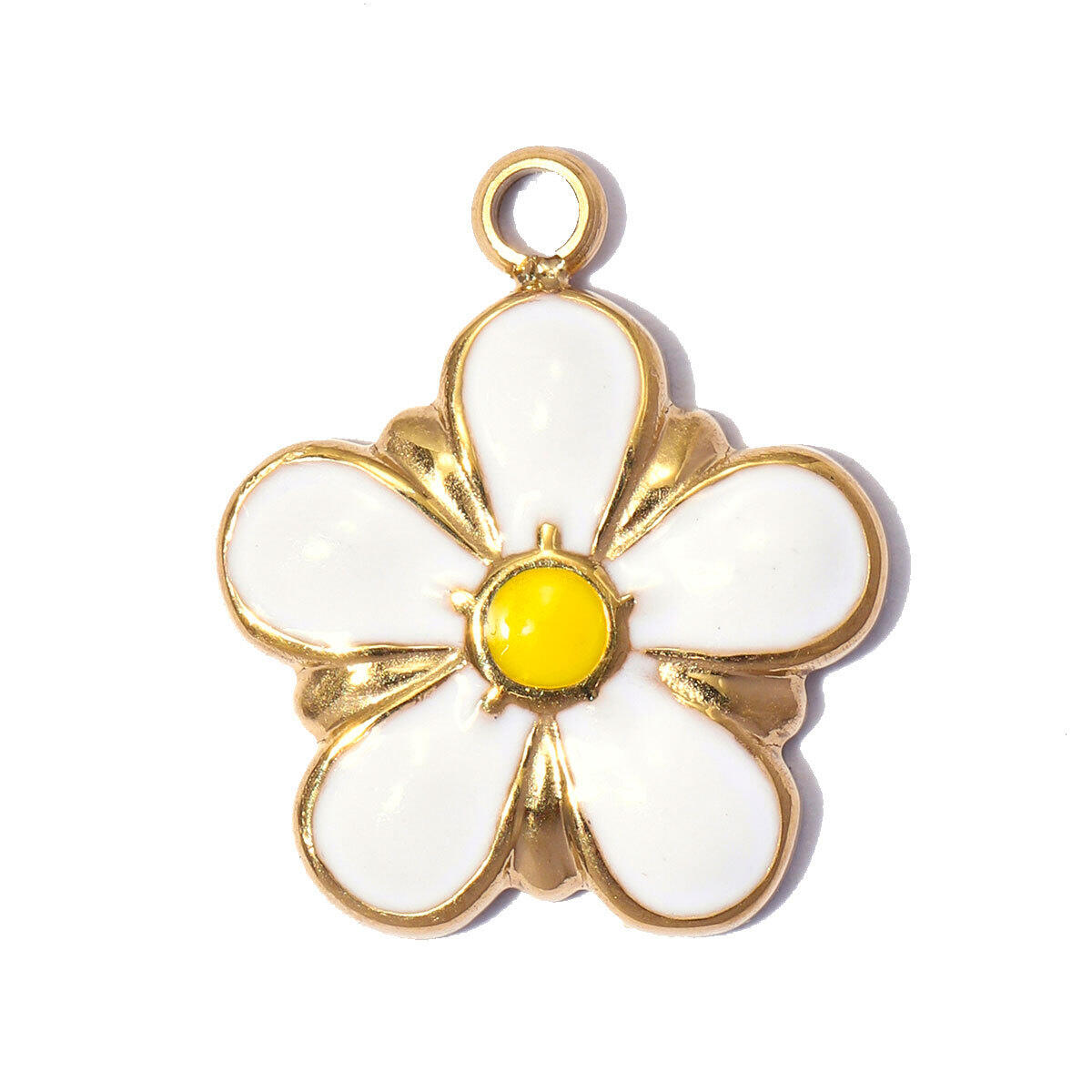 Colgantes de mujer de acero inoxidable color dorado, resistentes al agua, con diseño floral, de la serie romántica, para armar uno mismo. Imagen3