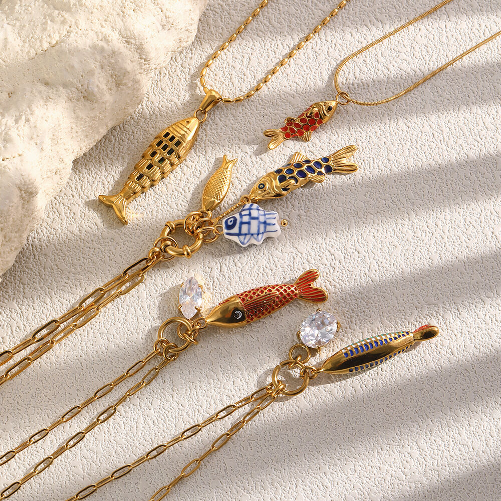 Luxurious Series Vacation Fish Stainless Steel Waterproof   Gold Color  Women's Pendant Necklaces h5 Picture3
