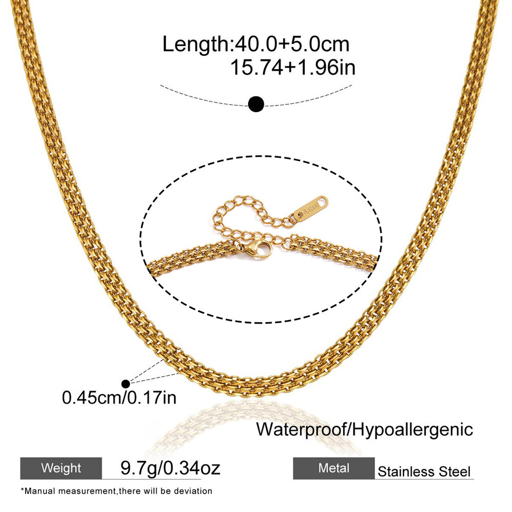 Simple Series Daily Chain Stainless Steel Waterproof Gold Color Women's Chain Necklaces