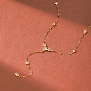Simple Series Daily Droplet Stainless Steel Waterproof Gold Color Zircon Women's Pendant Necklaces h5 Picture3