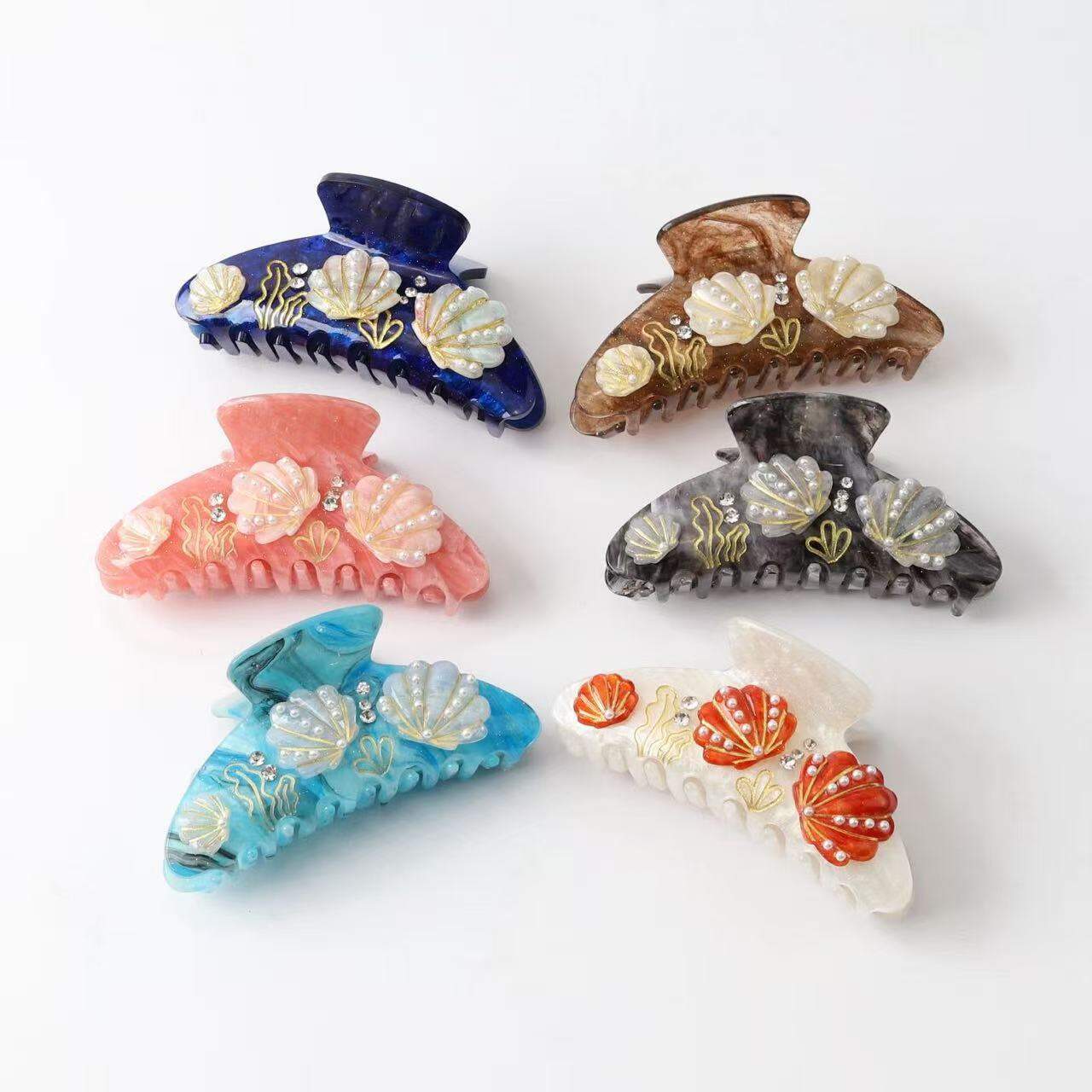 Simple Series Natuurlijke effen kleur Oceanische stijl Schelpkleurverloop Acetaat Haarklauwen