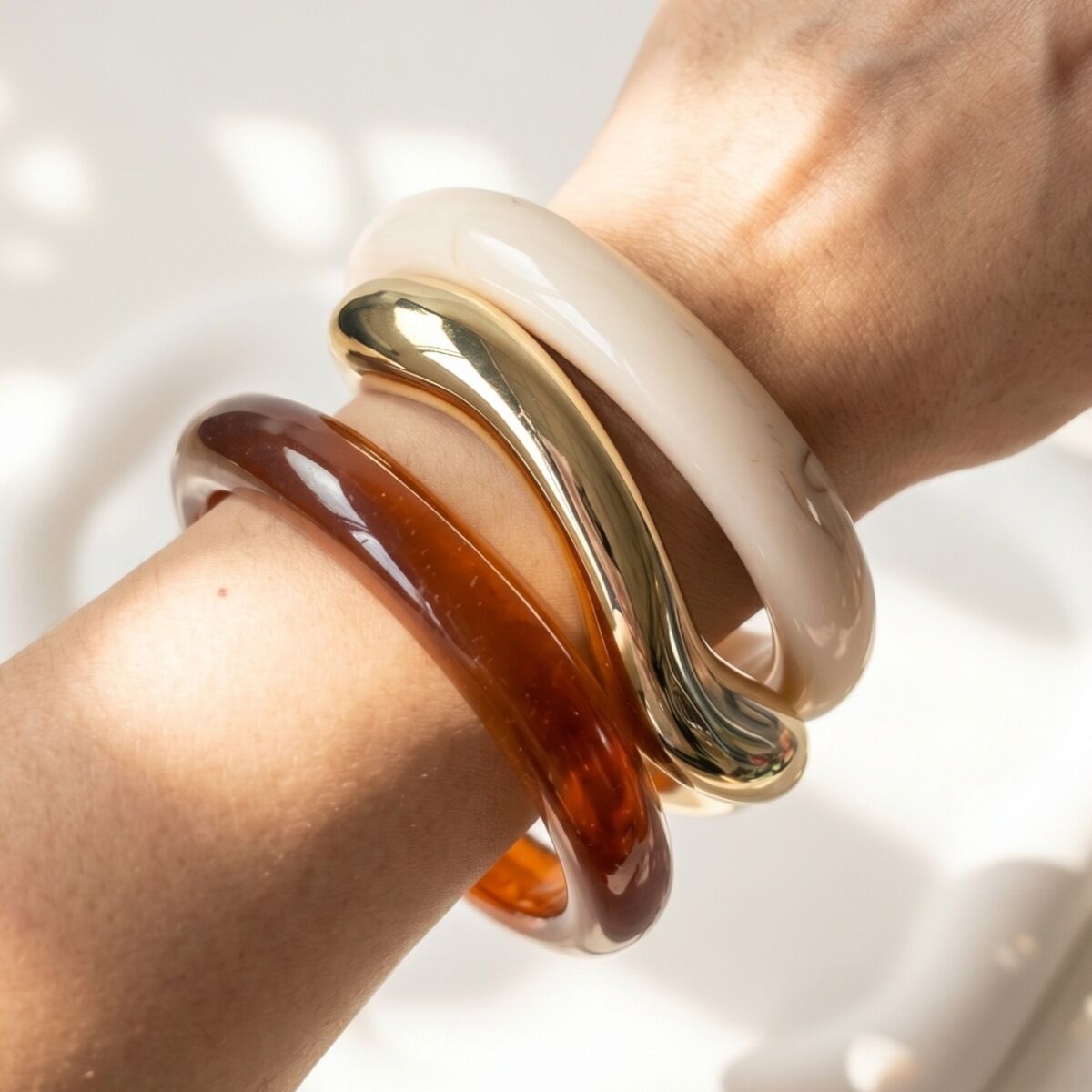 Conjuntos de pulseras de resina para mujer con forma irregular y color degradado. h5 