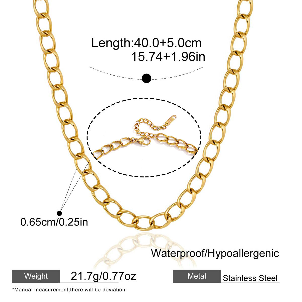 Simple Series Daily Chain Circle Edelstahl Wasserdicht Goldfarbene Damenanhänger-Halskette h5 