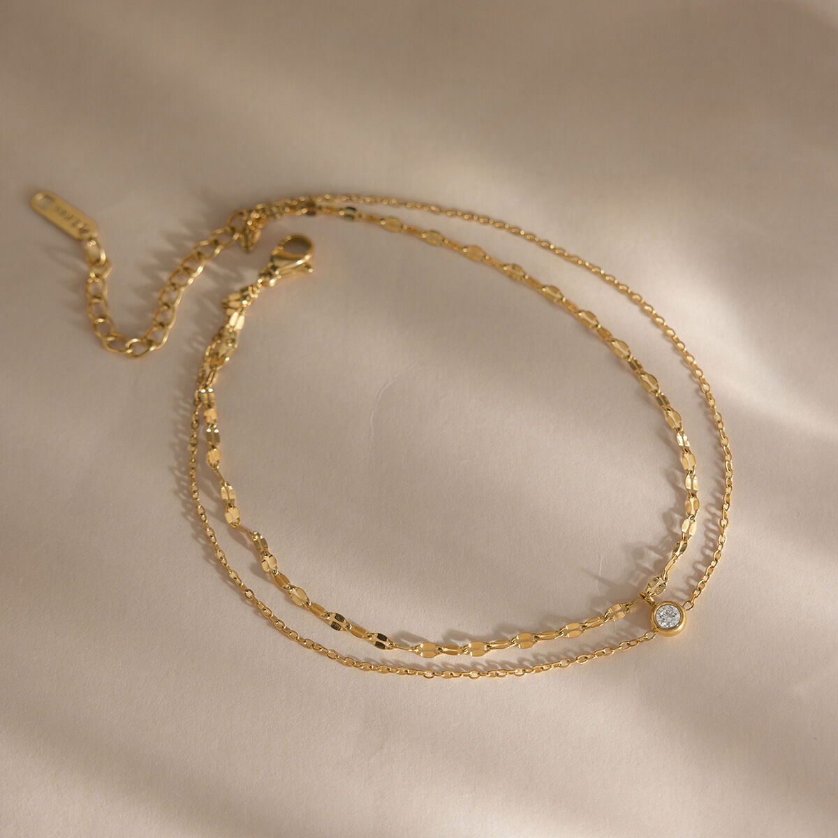 Simple Series Daily Chain Stainless Steel Waterproof   Gold Color  Zircon Anklets 2