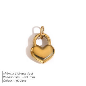 Simple Series Diy Heart Key Stainless Steel Waterproof Gold Color Women's Pendants h5