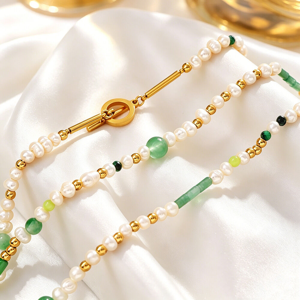 Simple Series Daily Beads Stainless Steel Waterproof   Gold Color  Women's Beaded Necklaces Picture3