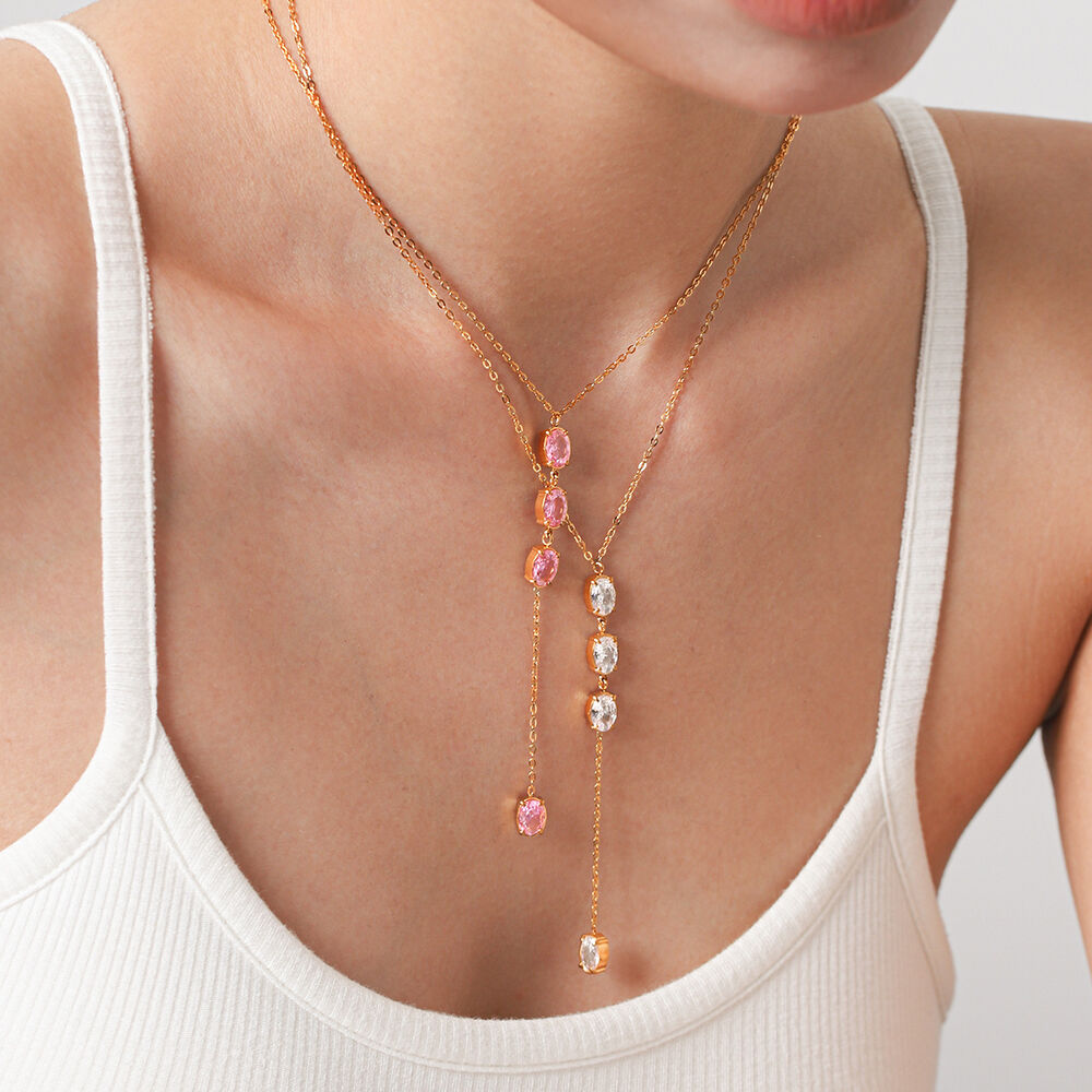Simple Series Daily Chain Circle Stainless Steel Waterproof Gold Color Zircon Women's Pendant Necklaces Picture4