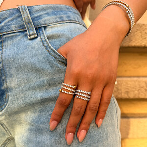 Luxury Simple Daily Irregular Shape Stainless Steel Waterproof Gold Color Zircon Gemstone Ring h5 Picture2